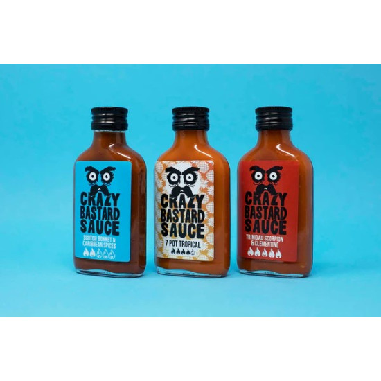 Crazy Bastard Caribbean Sause Set - Πακέτο με 3 καυτερές σάλτσες x 100 ml Crazy Bastard Caribbean Sause Set - Πακέτο με 3 καυτερές σάλτσες x 100 ml