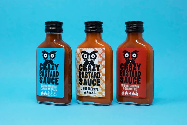 Crazy Bastard Caribbean Sause Set - Πακέτο με 3 καυτερές σάλτσες  x 100 ml