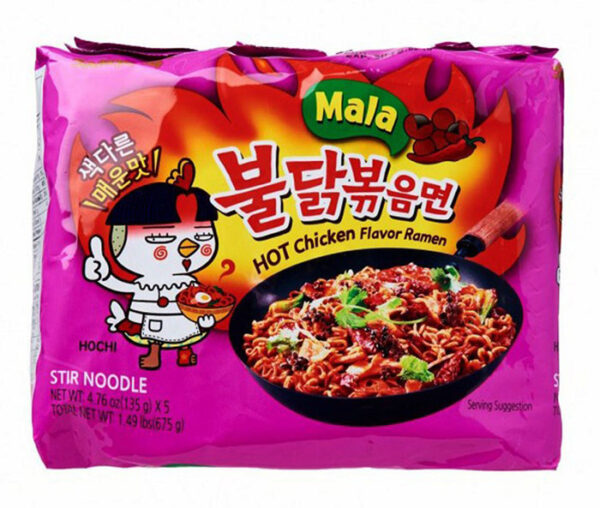 Spicy Noodles 4 x Καυτερά Noodles Mala by Samyang 135γρ.